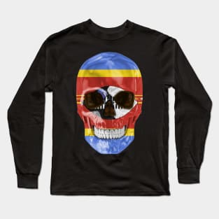 Swaziland Flag Skull - Gift for Swazilander With Roots From Swaziland Long Sleeve T-Shirt